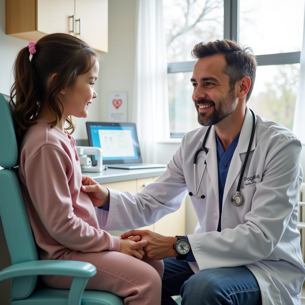 Experienced Physician Examining a Child in Canton Children's Hospital