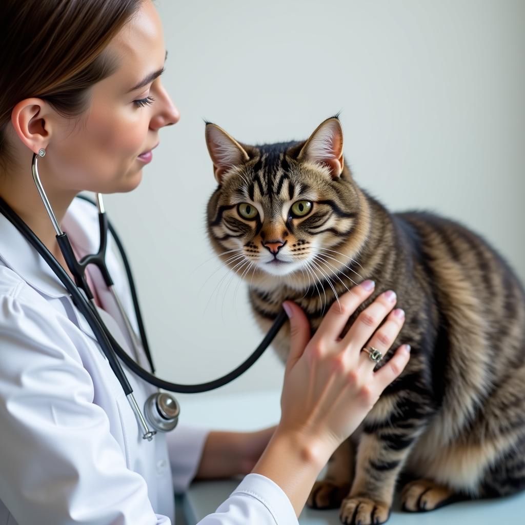 Initial examination at Claude Veterinary Hospital