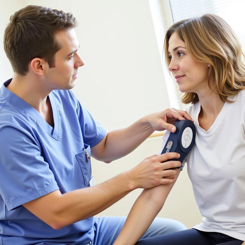 CNA checking a patient's vital signs