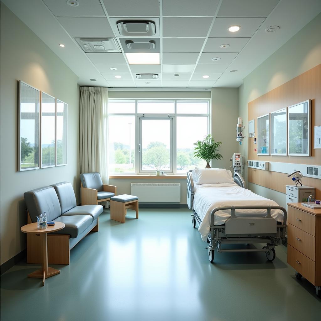 A comfortable and modern patient room at Cochran Memorial Hospital designed for patient comfort and recovery.