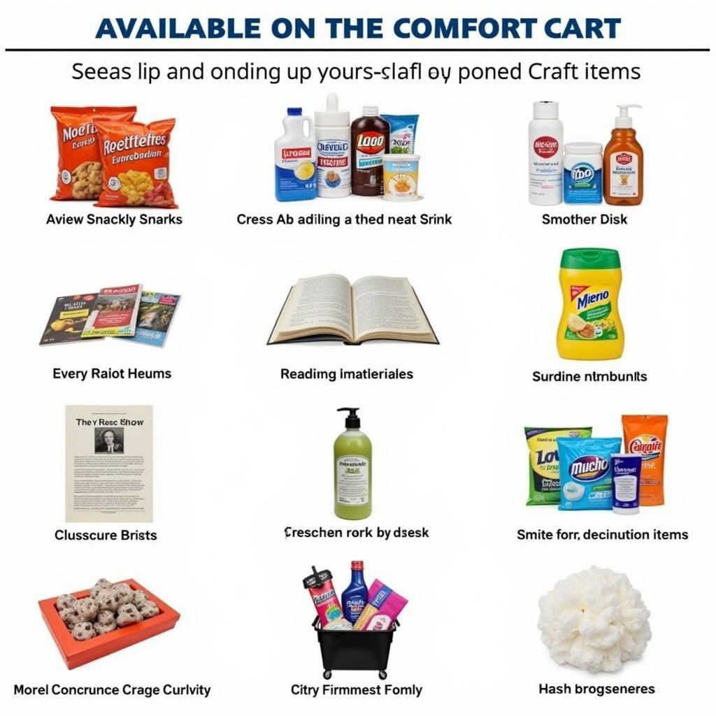 Comfort cart with a variety of items for patients