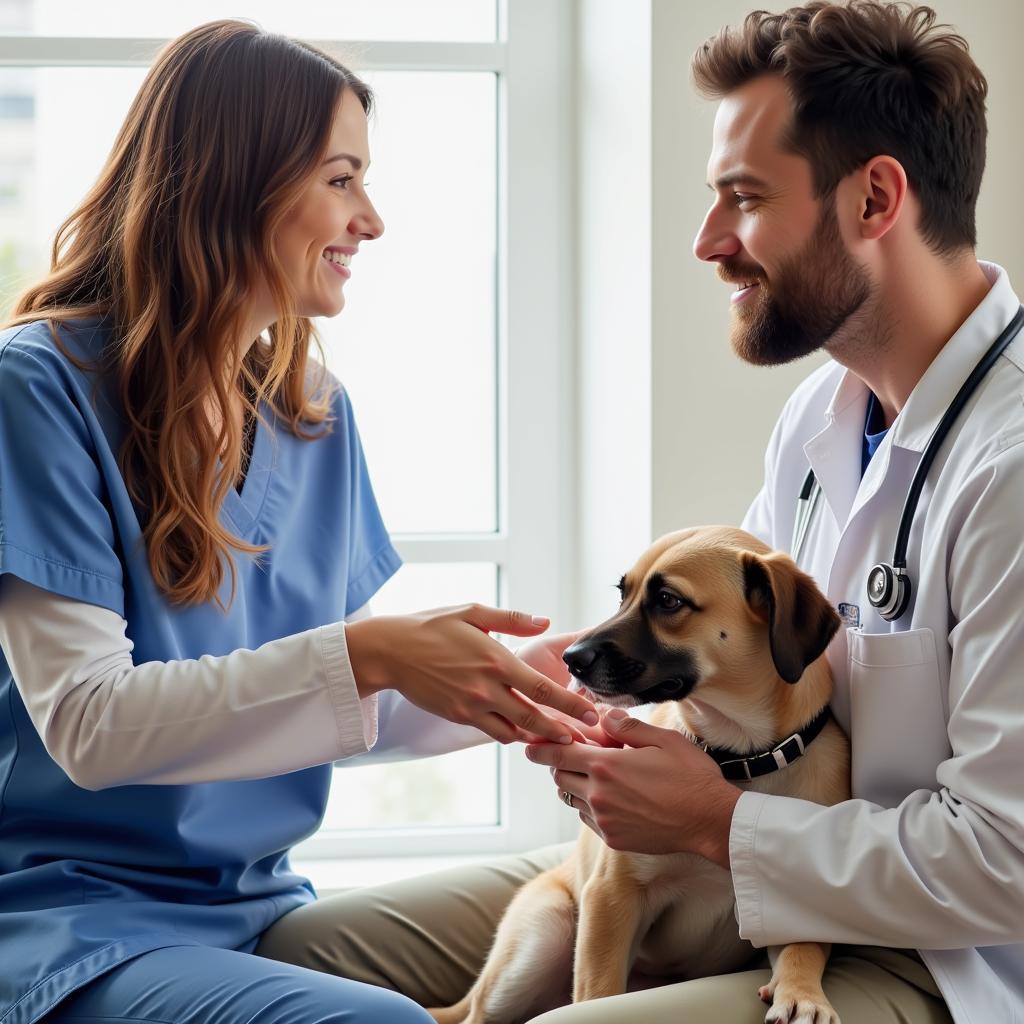 Veterinarian Consulting with Pet Owner at Cornerstone Animal Hospital Fayetteville AR