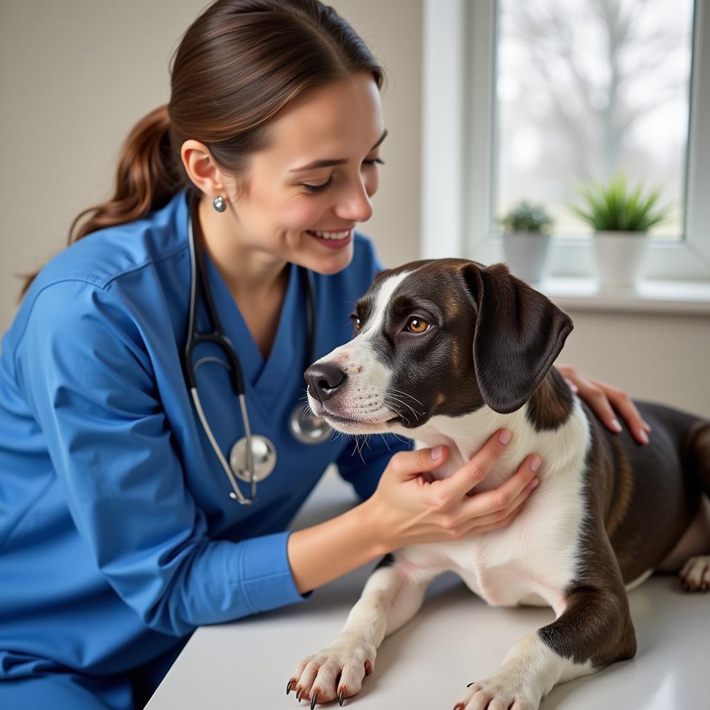 Compassionate Veterinarian Examining a Dog