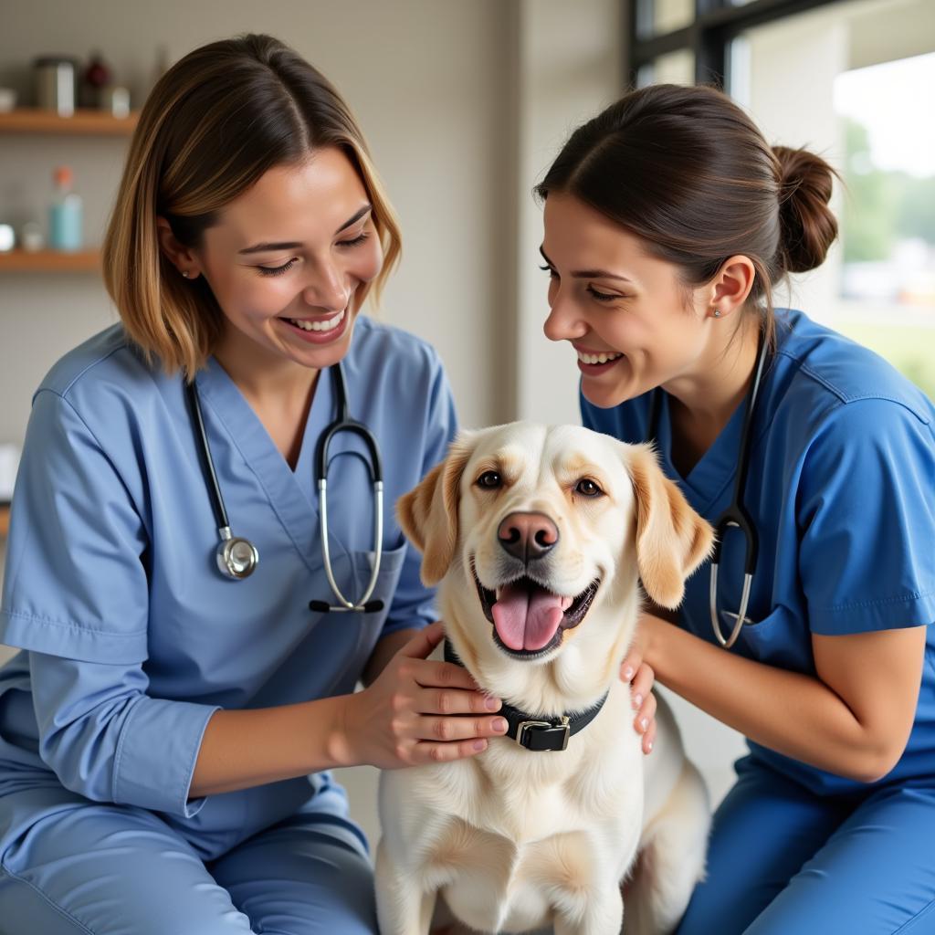 Happy Pet and Owner at a Country Roads Veterinary Hospital