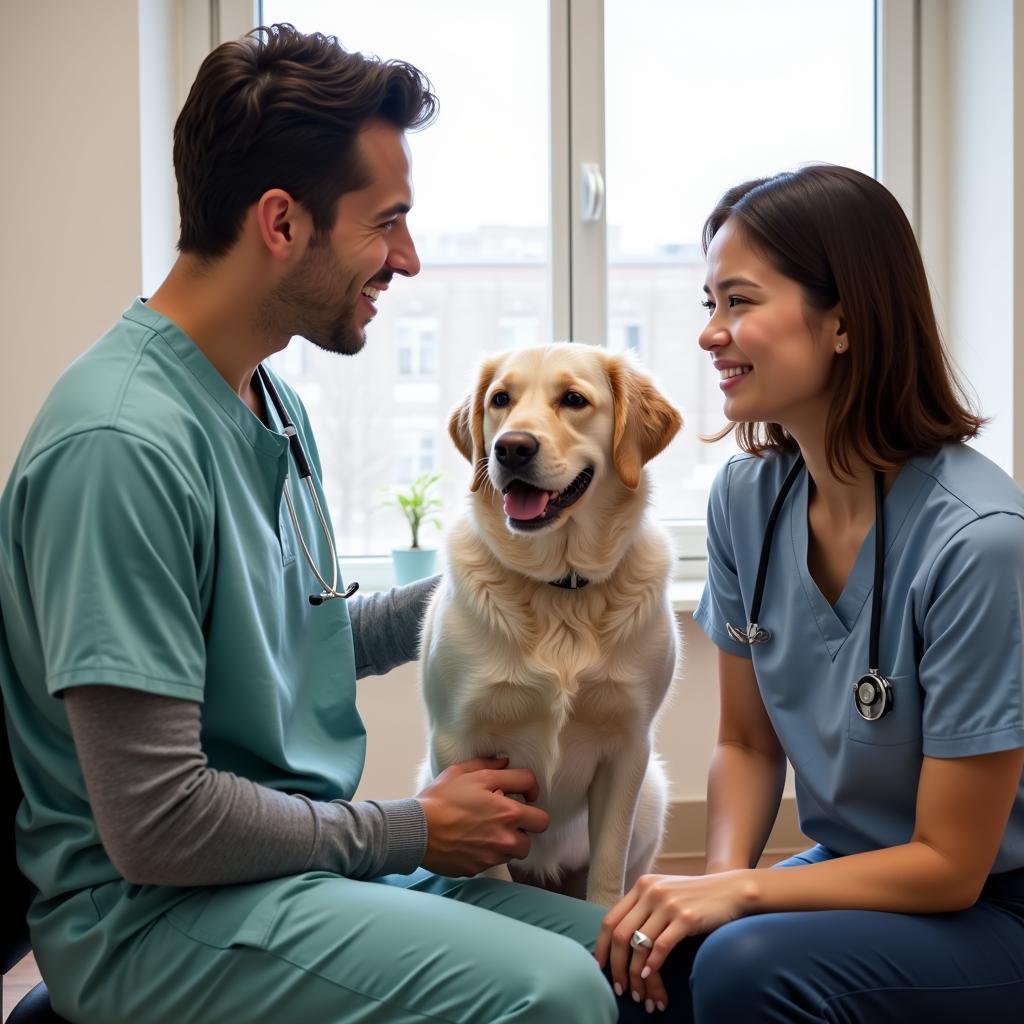 Asking questions at a veterinary clinic in Dallas, Oregon