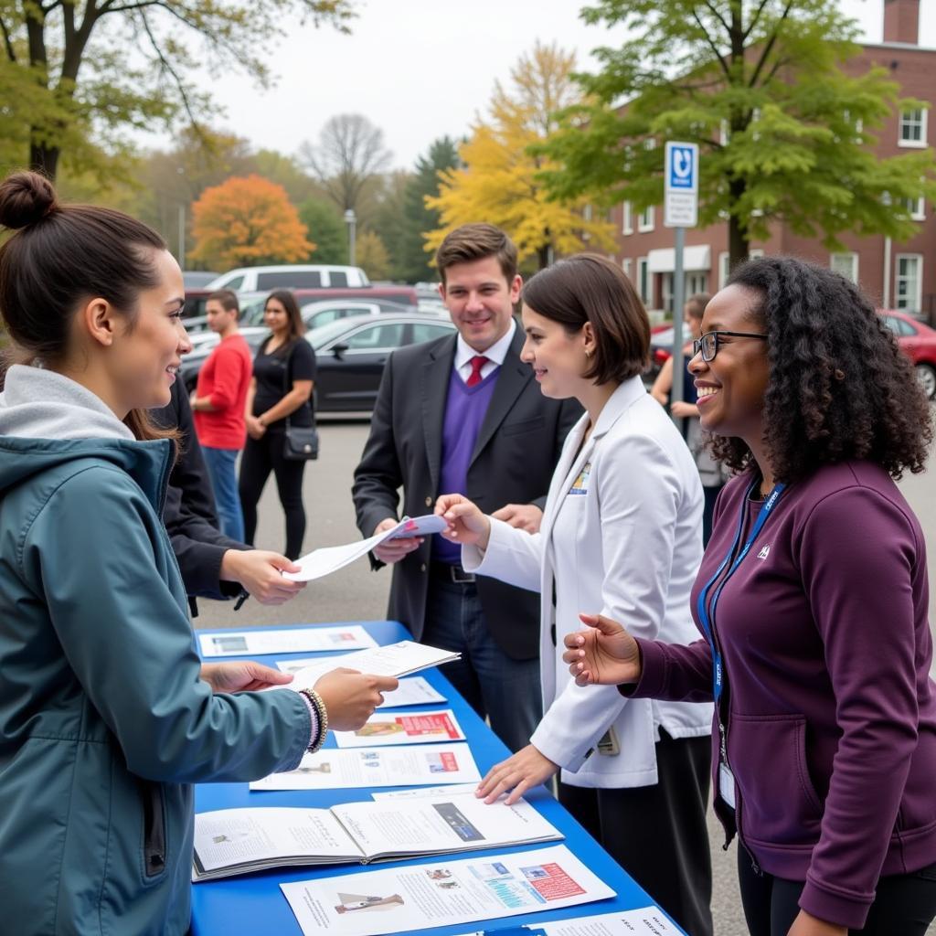 Detroit Receiving Hospital Community Outreach - Residents interacting with community members at a health fair.