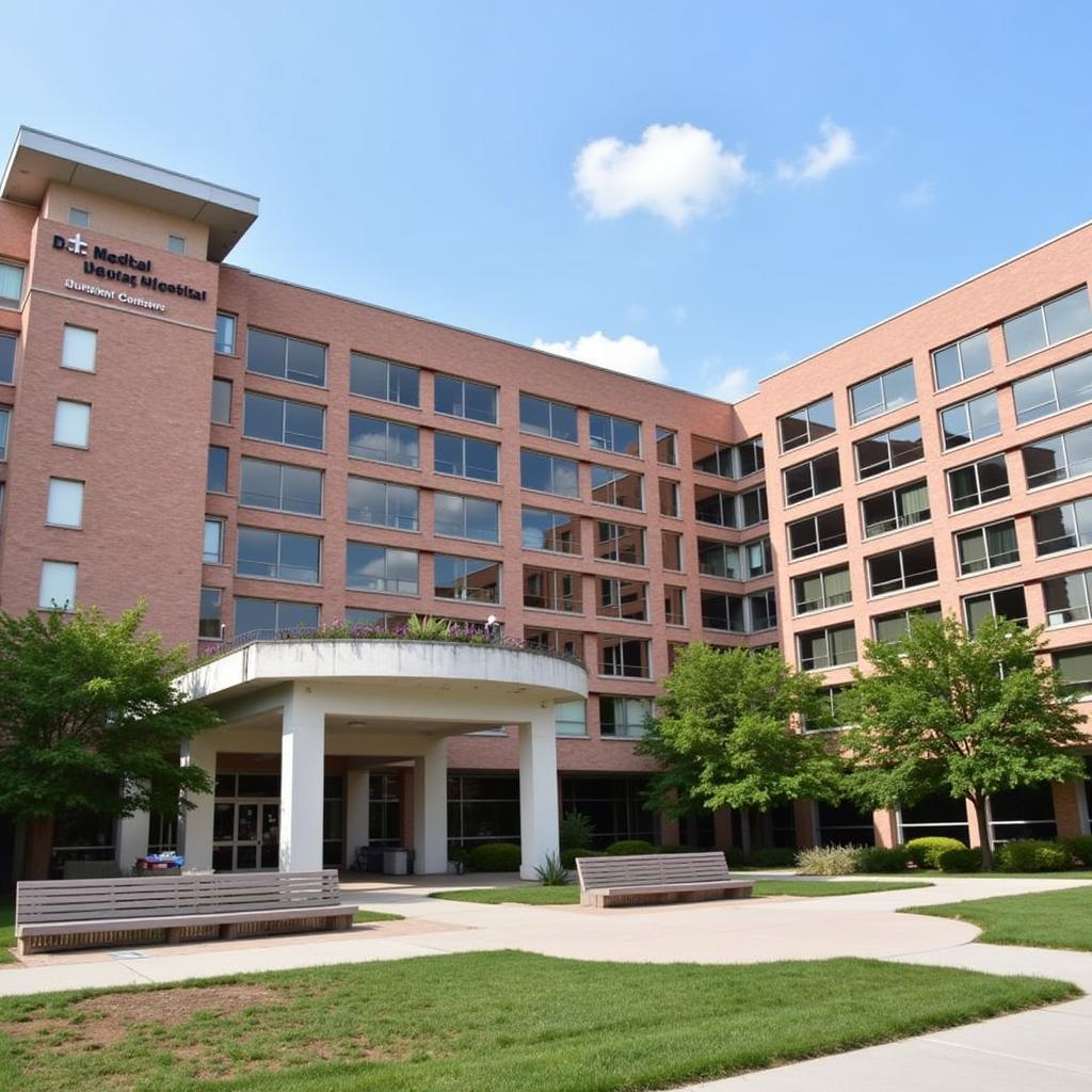 Detroit Receiving Hospital Exterior - A view of the hospital building.