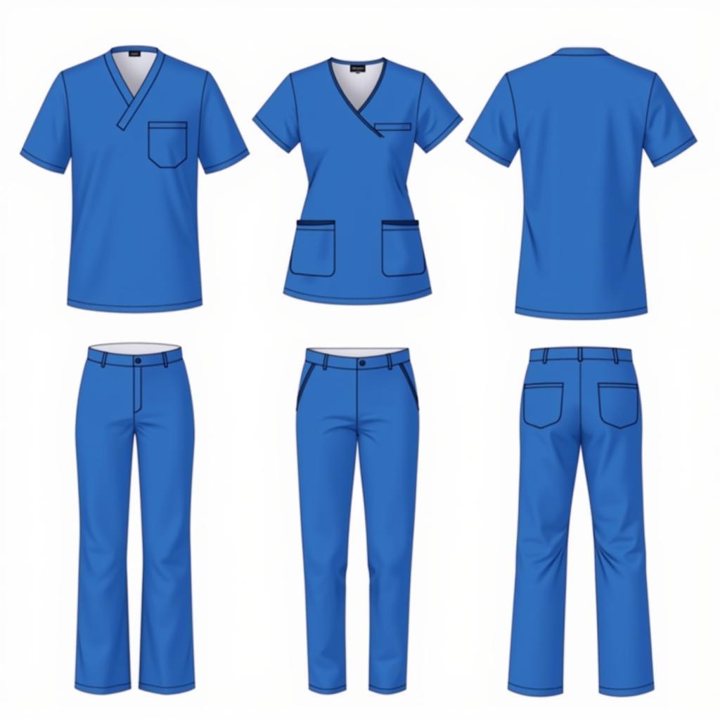 Different Styles of Hospital Scrubs in Blue