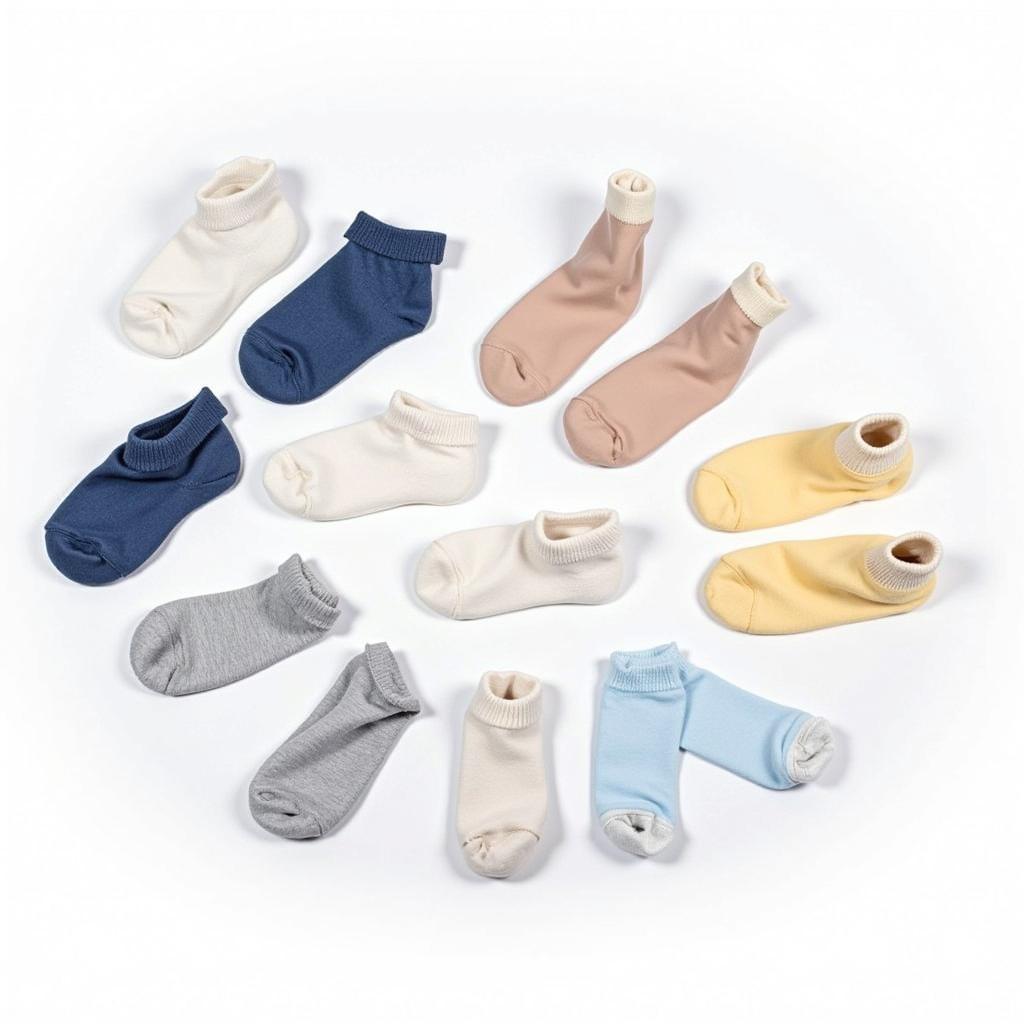 Various types of hospital non-skid socks displayed