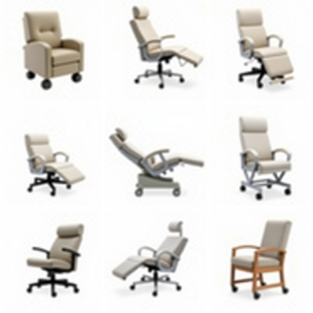 Variety of hospital recliner chairs with wheels for different patient needs