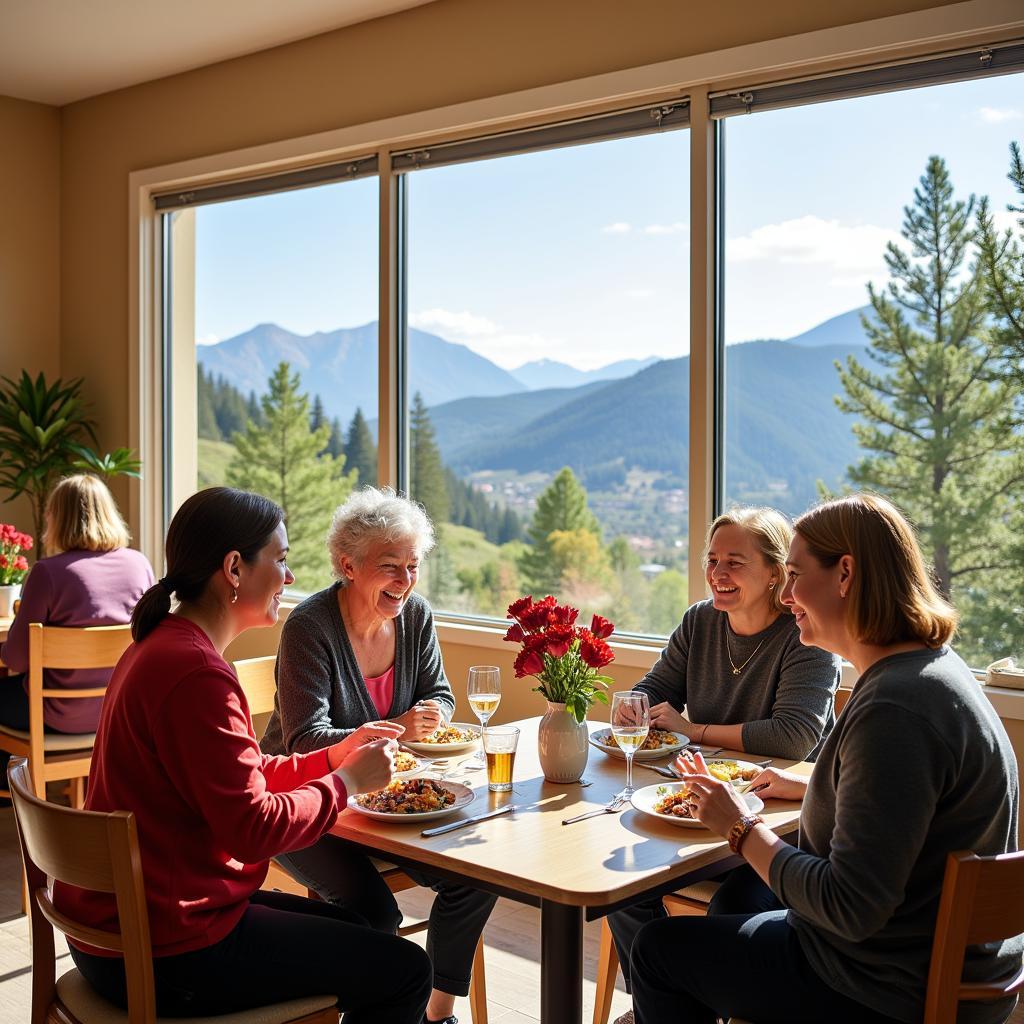 Dining Area at San Jose Hospital with Mountain View