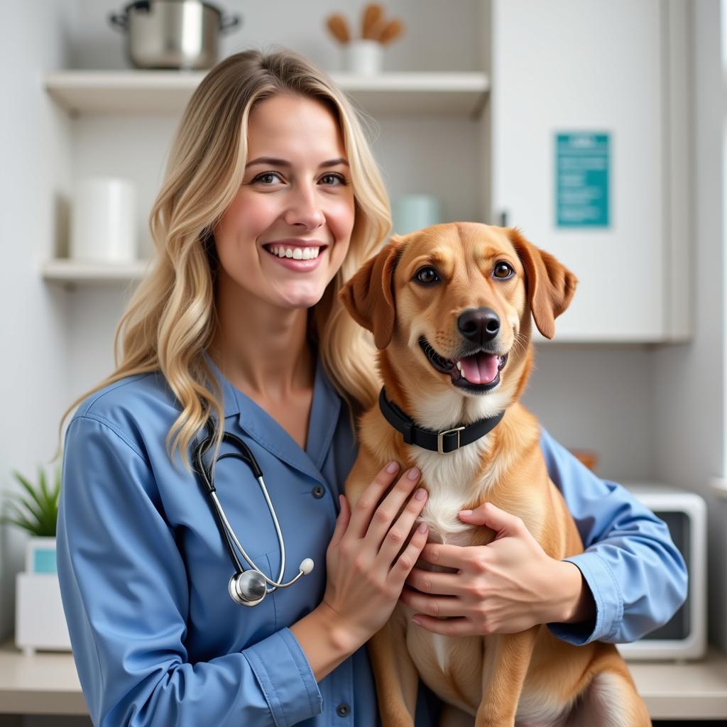 Happy Pet Owner with Their Healthy Pet at Dixon Animal Hospital