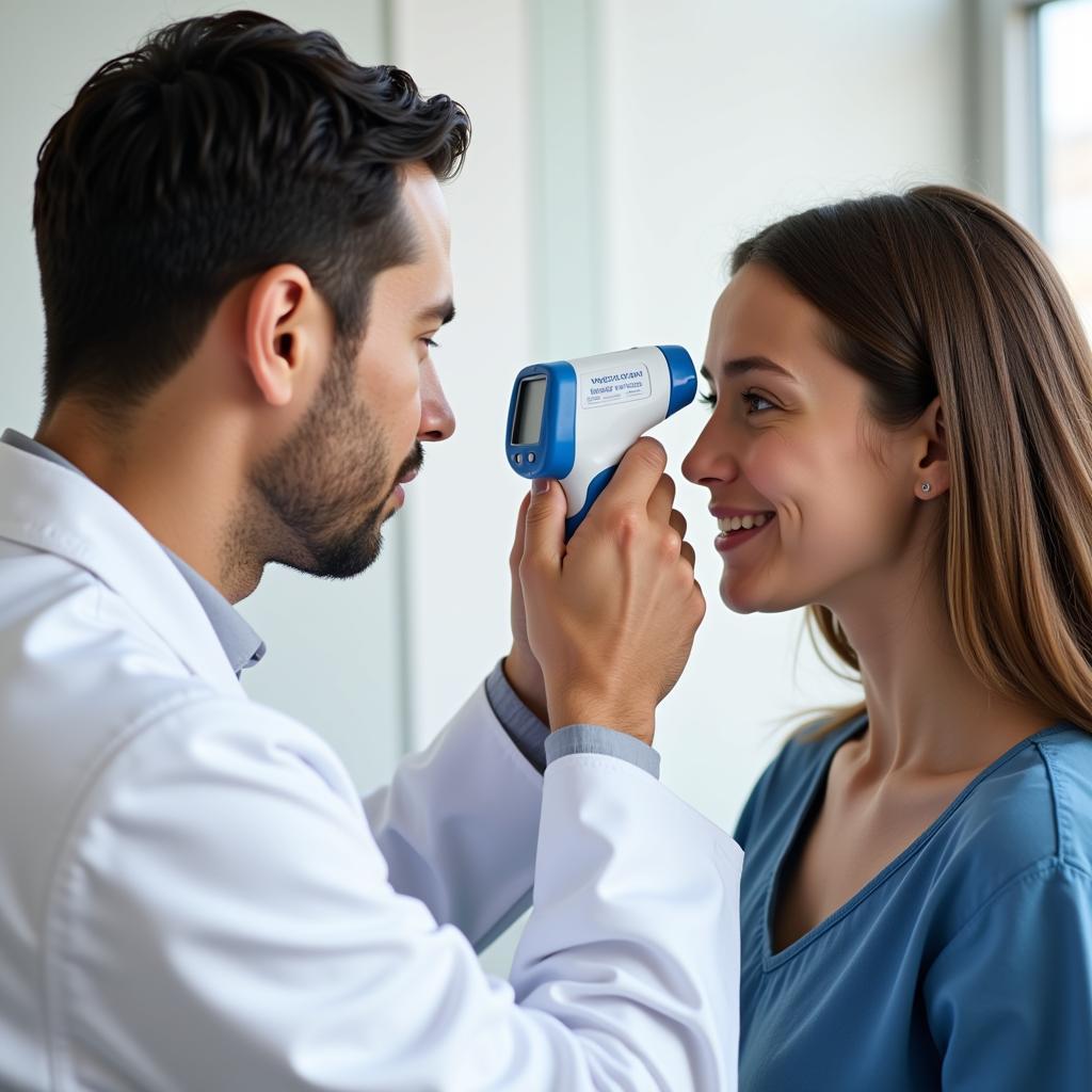 Doctor Checking a Patient's Temperature with a Thermometer