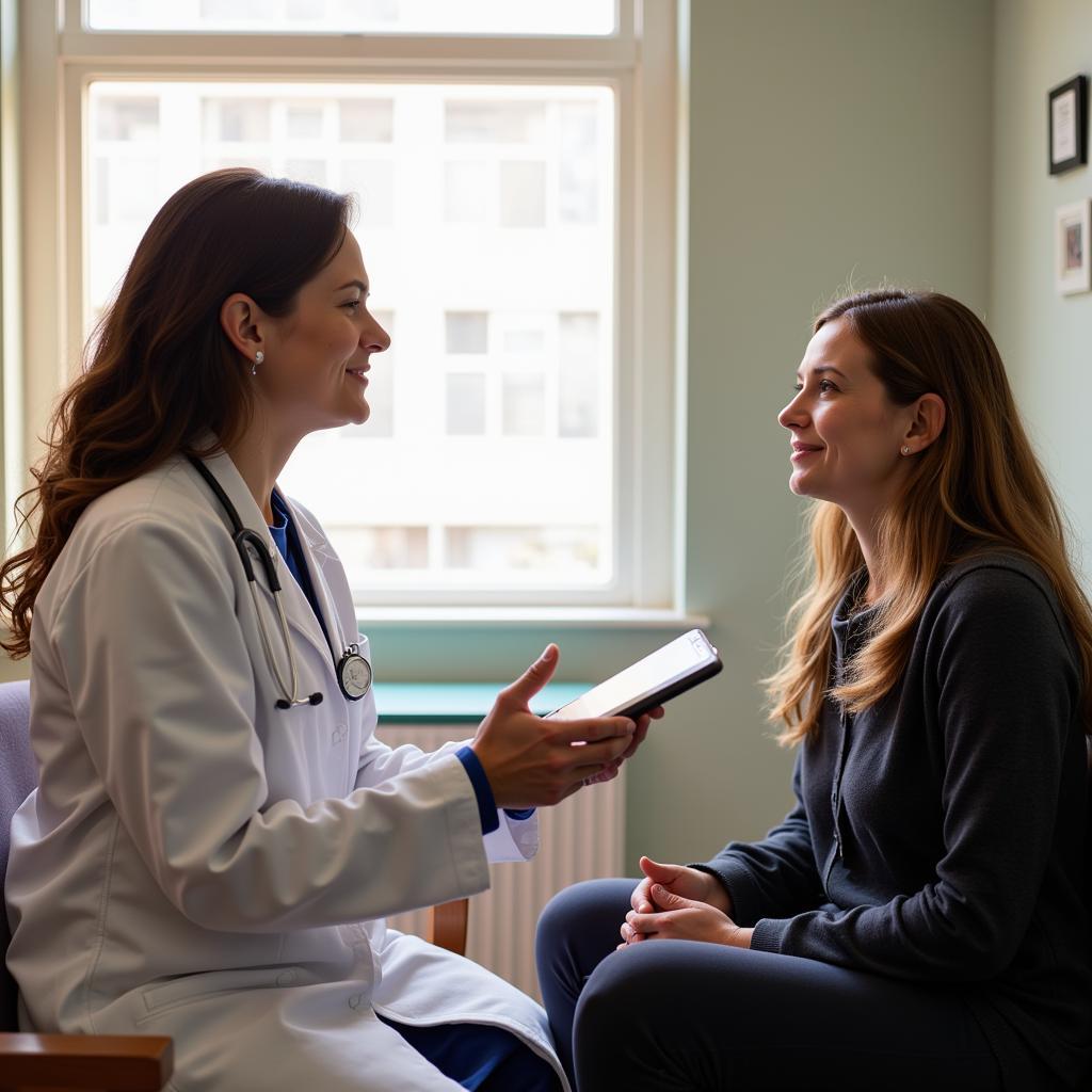 Doctor consulting with a female patient at San Jose Hospital