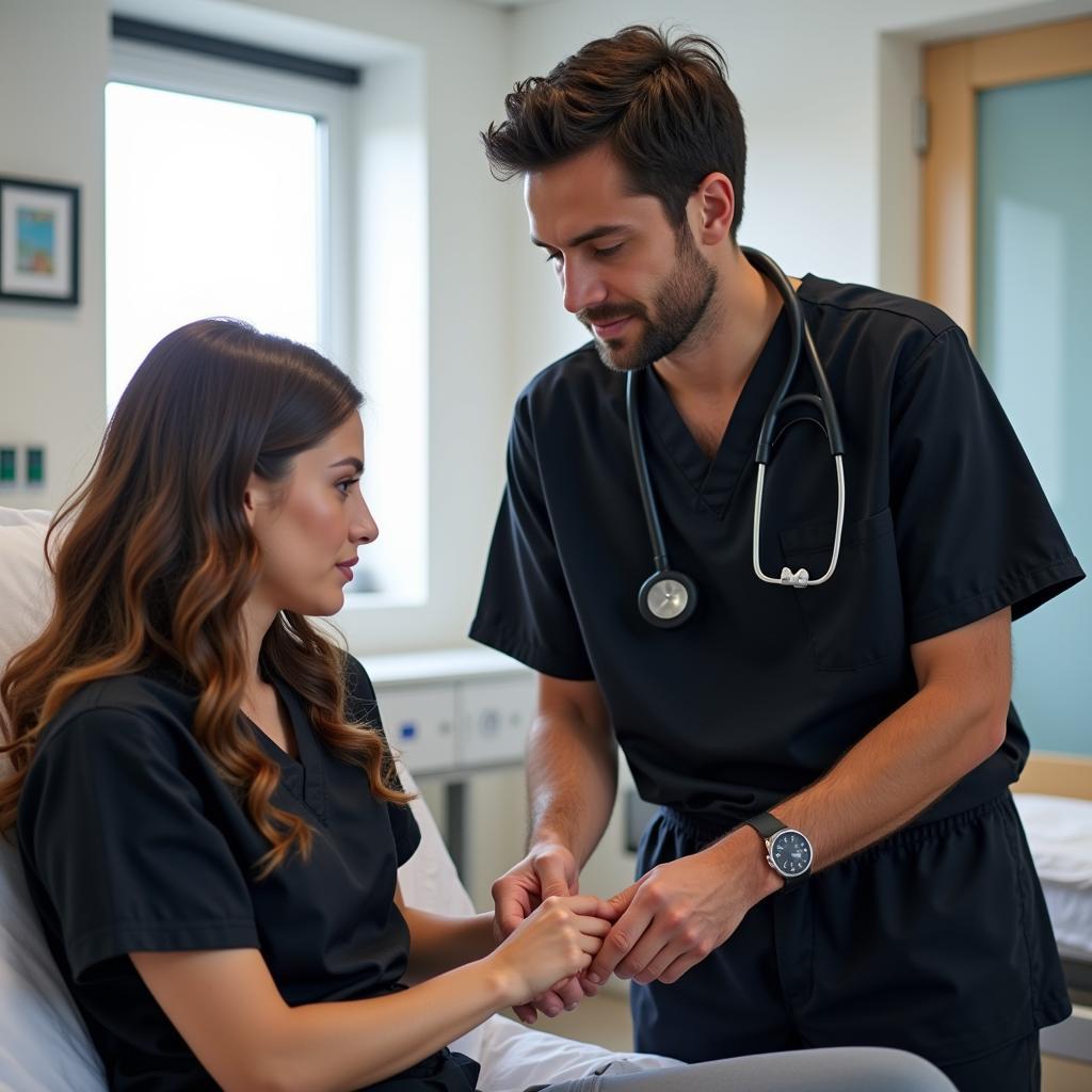 Doctor Examining Patient in Black Scrubs