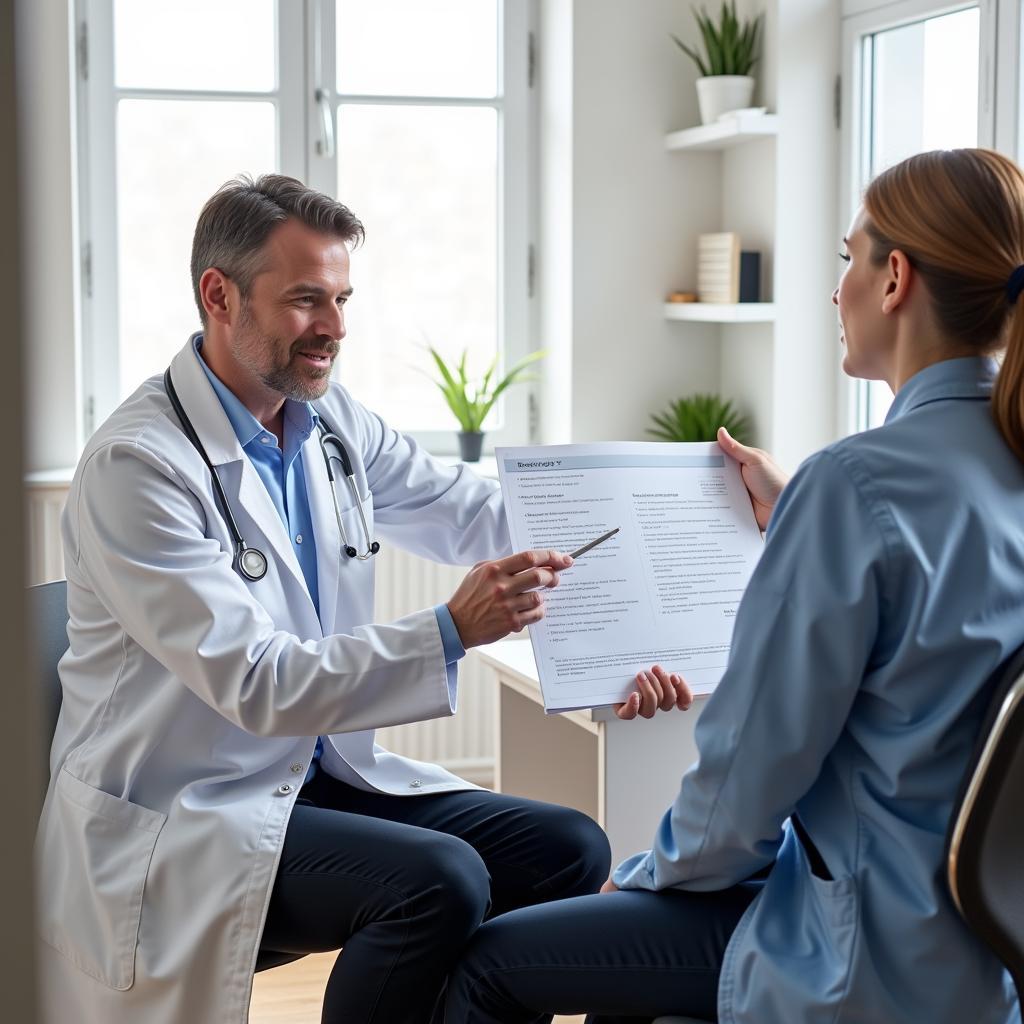 Doctor consulting with a patient about their care options.