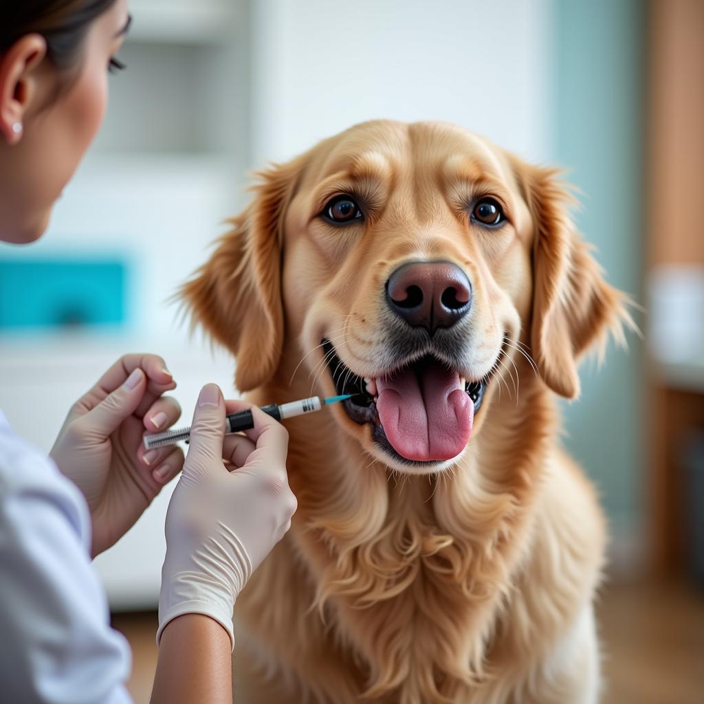 Dog Receiving a Vaccine at Troy Animal Hospital