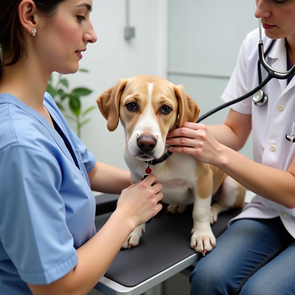 Veterinarian Examining a Dog at Elk Creek Animal Hospital