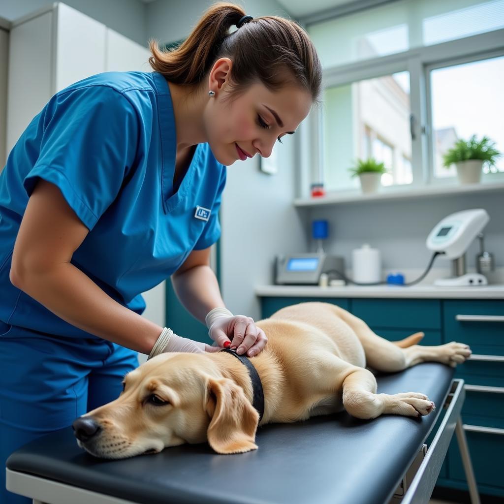 Dog receiving emergency care at animal hospital in Greenwood SC