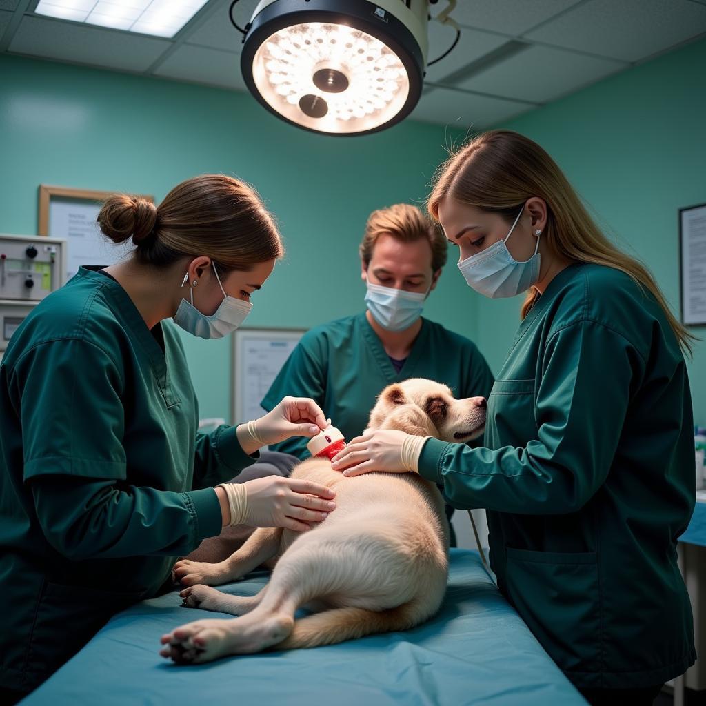 Veterinary Team Working in an Emergency Room