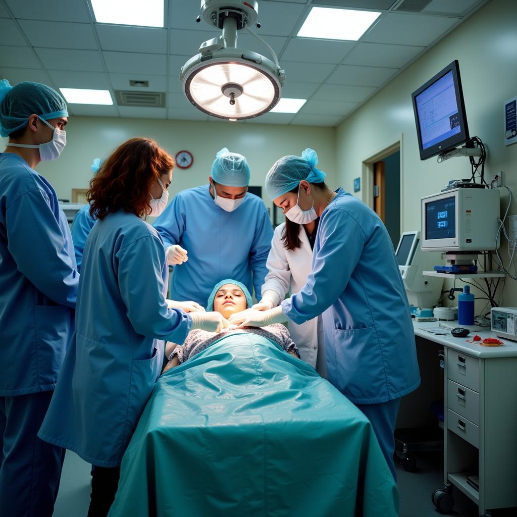 Medical professionals attending to a patient in the emergency room