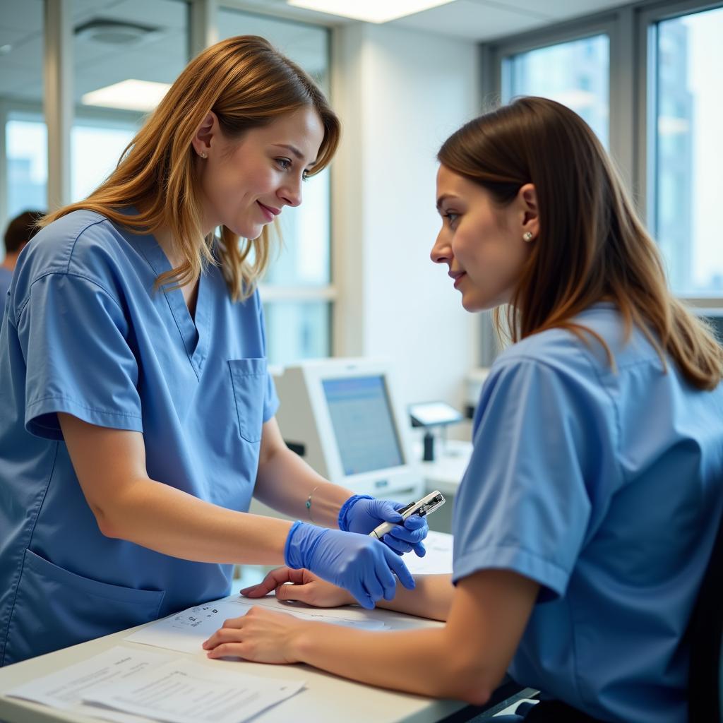 Experienced Phlebotomist Mentoring a New Employee