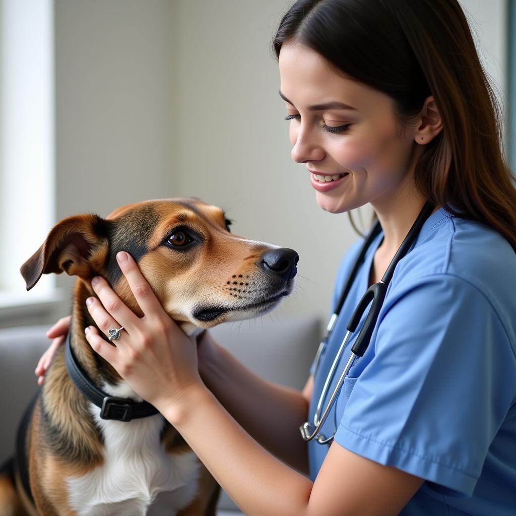 Experienced Veterinarian Examining a Dog at Fairleigh Animal Hospital