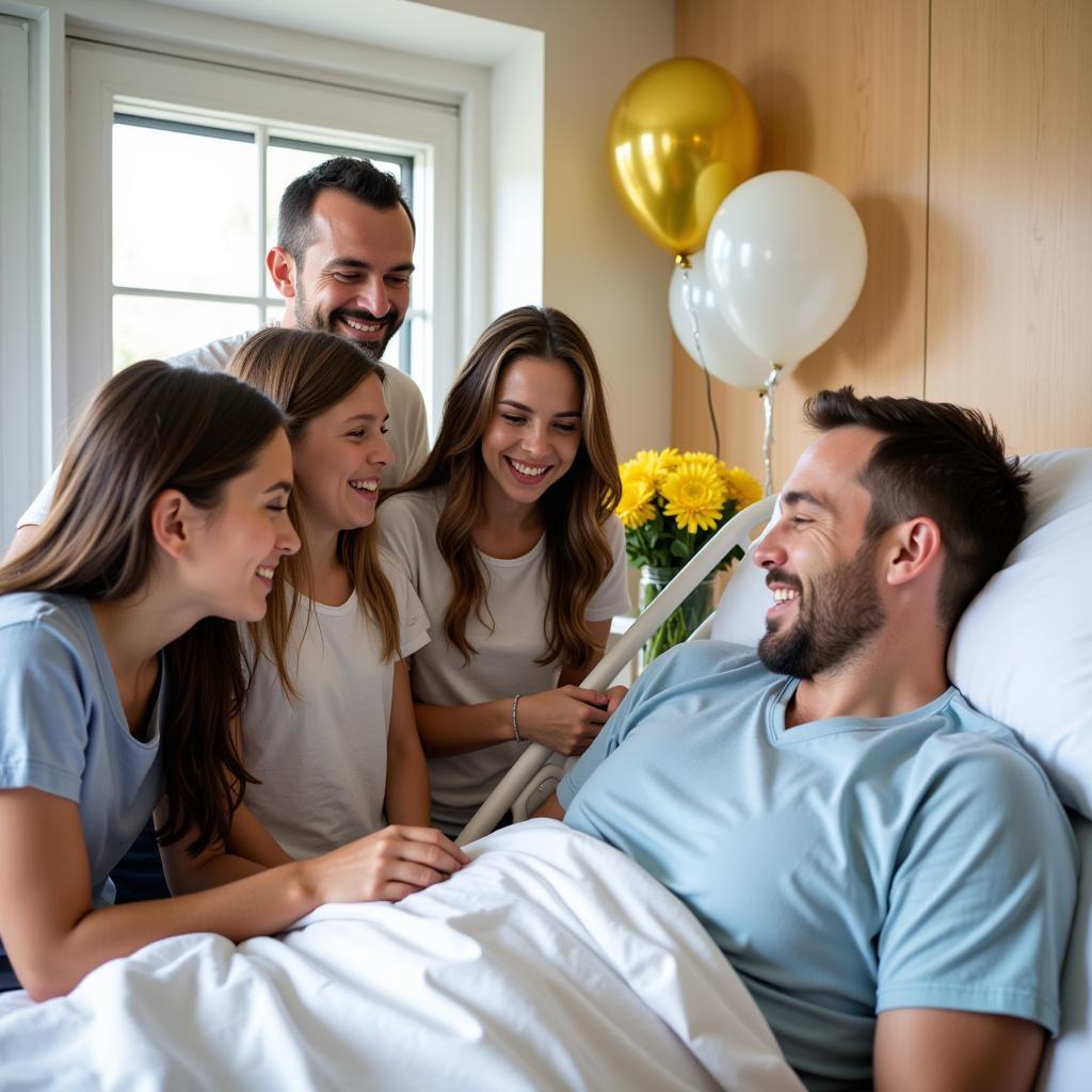 Family visiting loved one in hospital