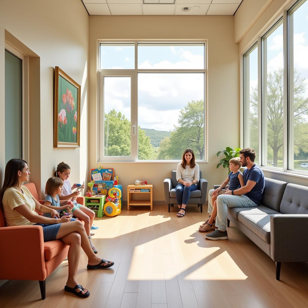 Comfortable family waiting area in a children's hospital in Fredericksburg, VA.