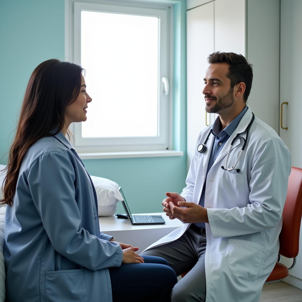 Patient Consulting with Doctor in Farmaniyeh Hospital