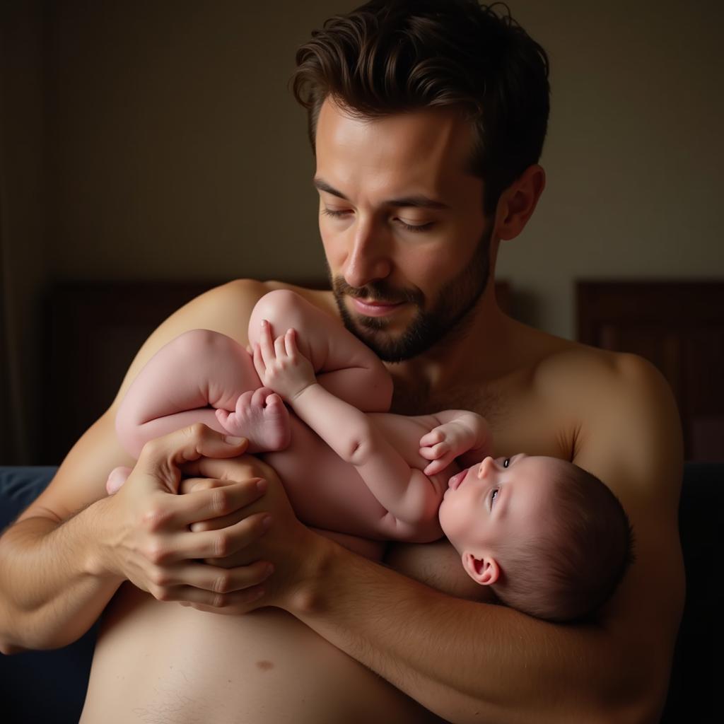 Father Holding Newborn Baby