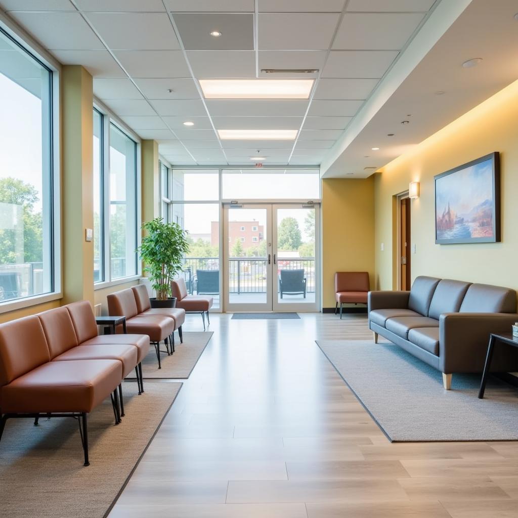 Modern and comfortable waiting area inside Fayette County Hospital Vandalia, Illinois designed for patient comfort.