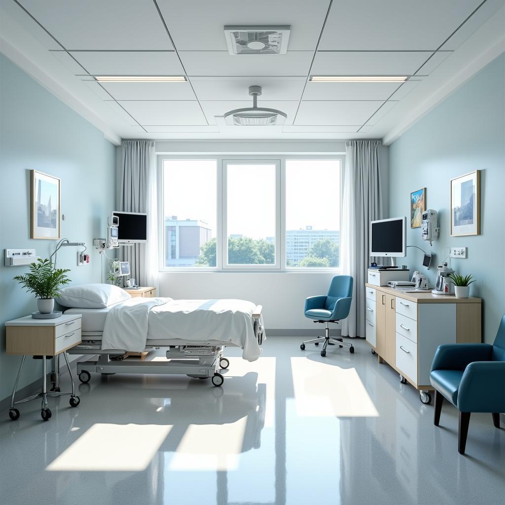 Comfortable and modern patient room at Federico Mora Hospital