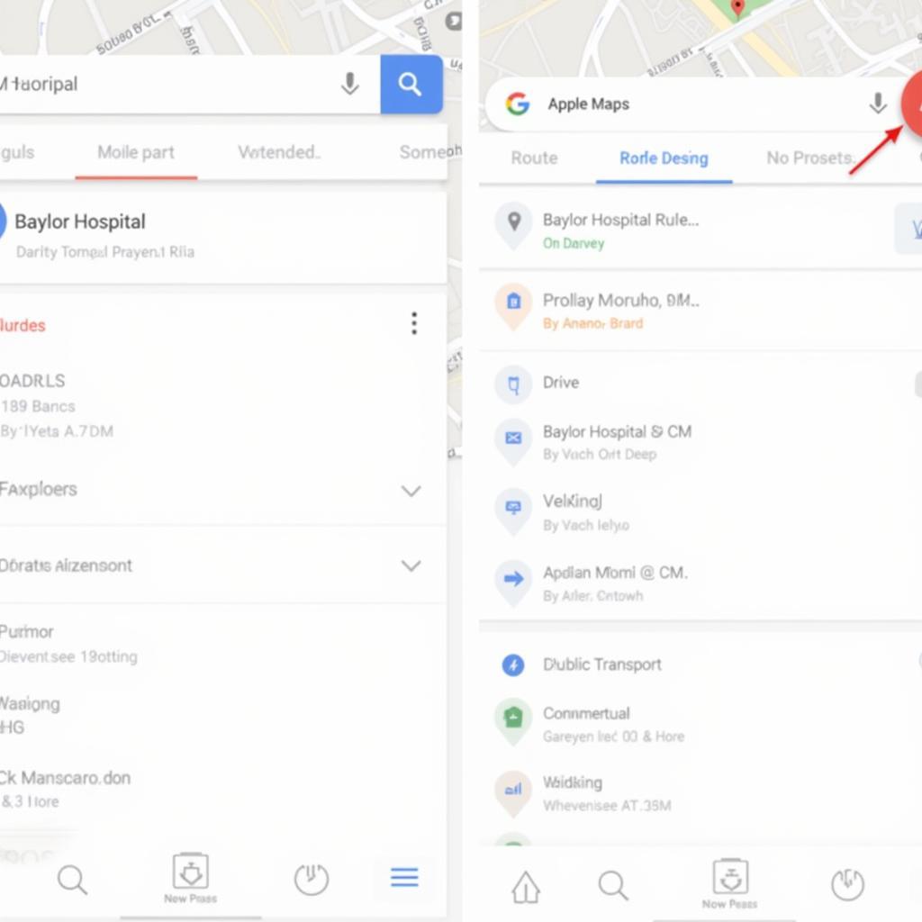 Finding Baylor Hospital on a Map using Google Maps and Apple Maps