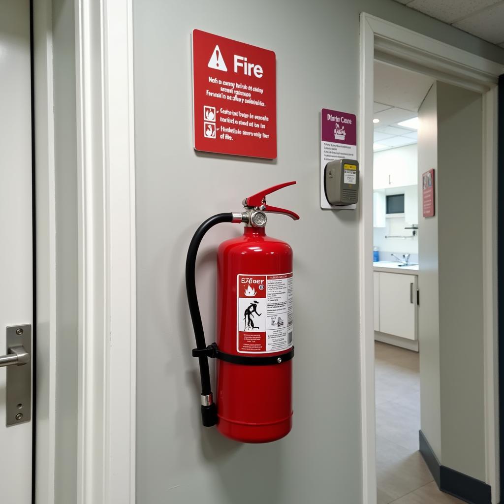 Fire Extinguisher Sign on Hospital Wall