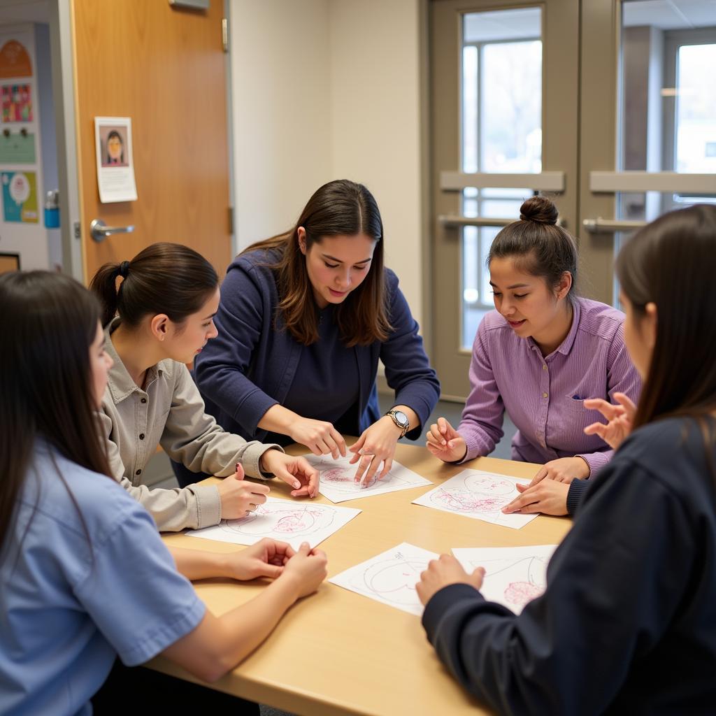 Patients engaging in a therapeutic activity at Fuller Hospital's Partial Program