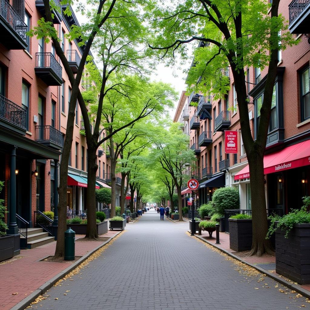 Charming street scene in the Graduate Hospital neighborhood of Philadelphia