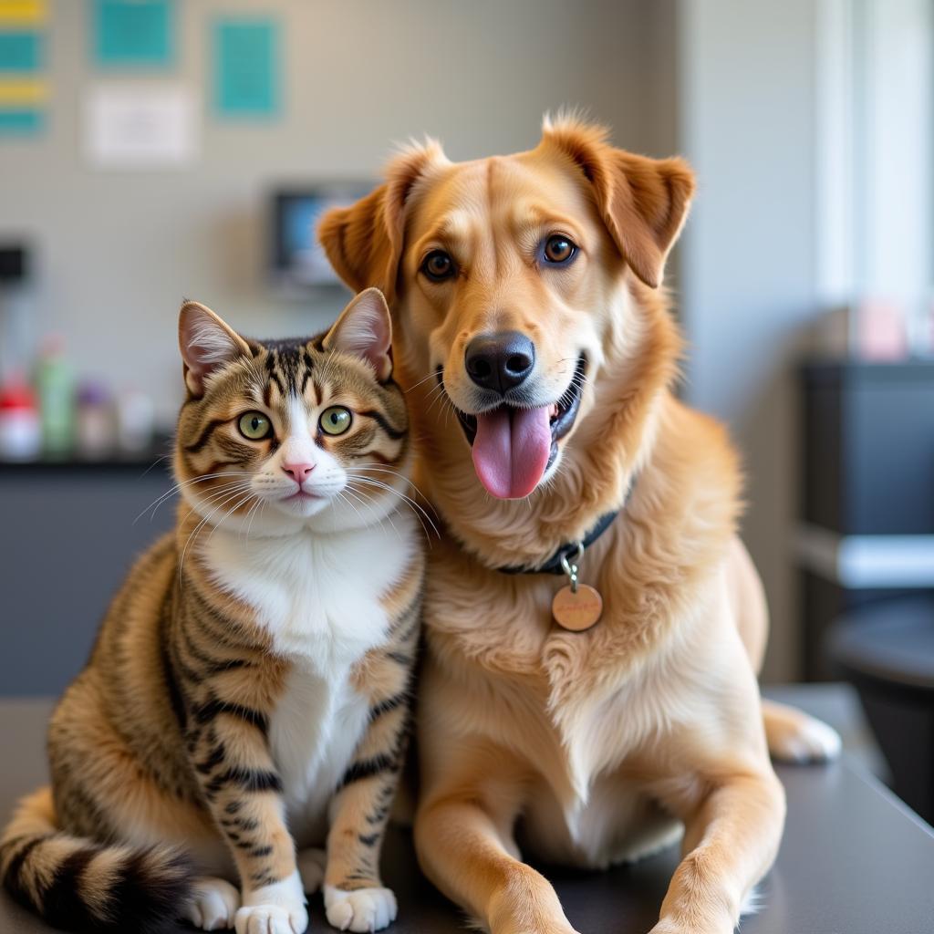 Happy Cat and Dog at Vet Visit in Claremont NH