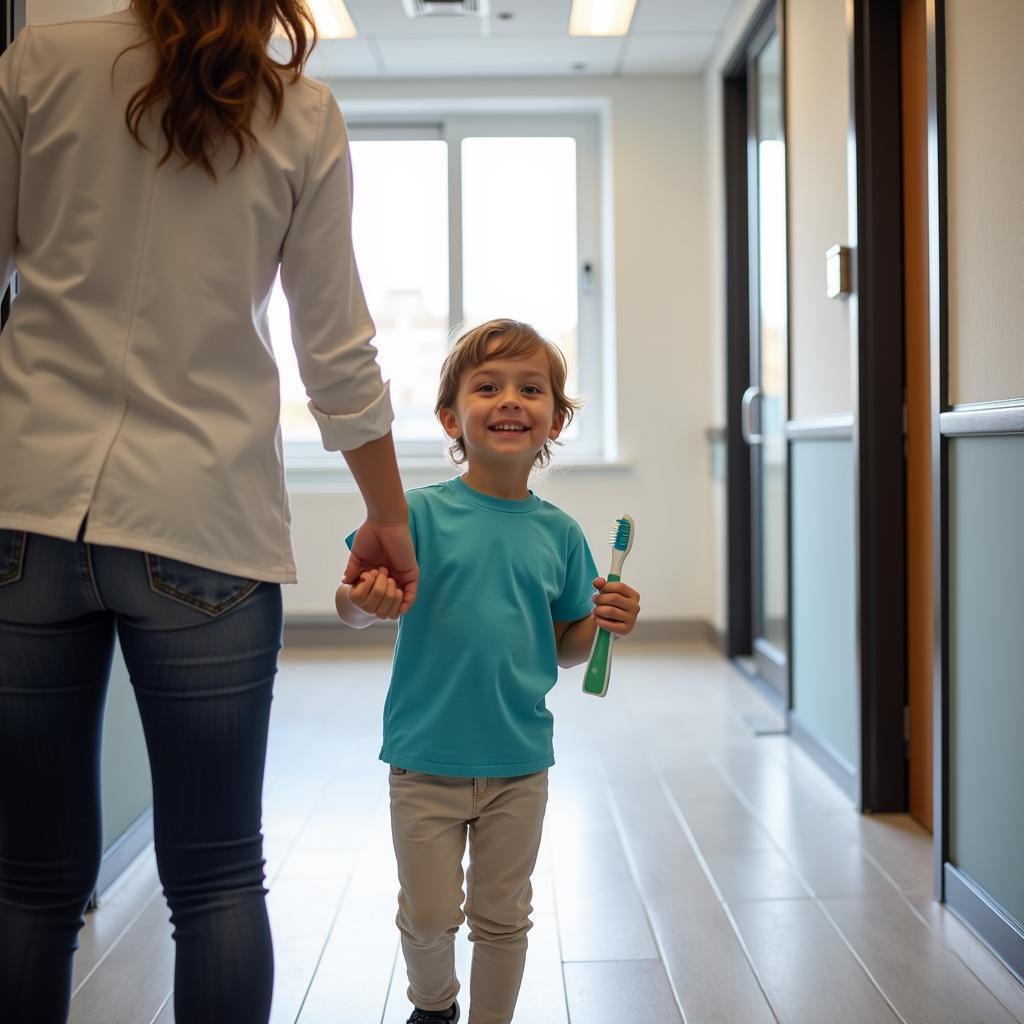 Happy Child Leaving the Dental Clinic