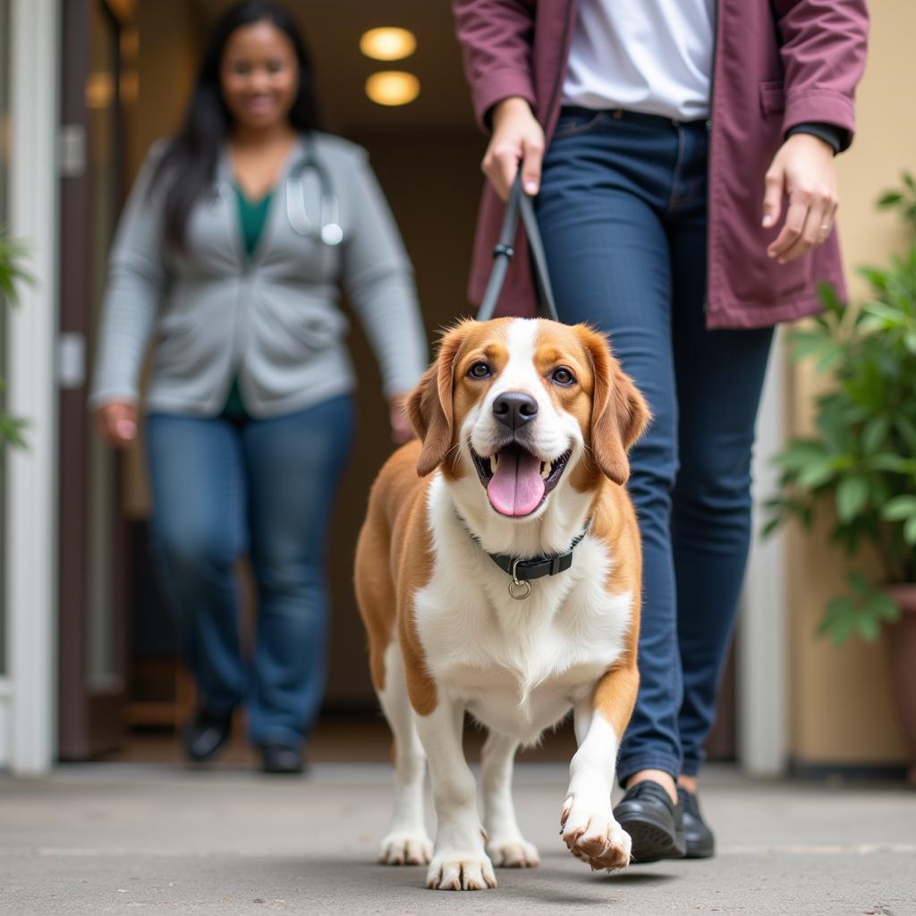 Happy Dog Leaving All Creatures Animal Hospital