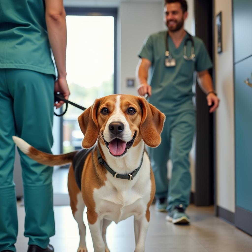 Happy Dog Leaving Animal Hospital