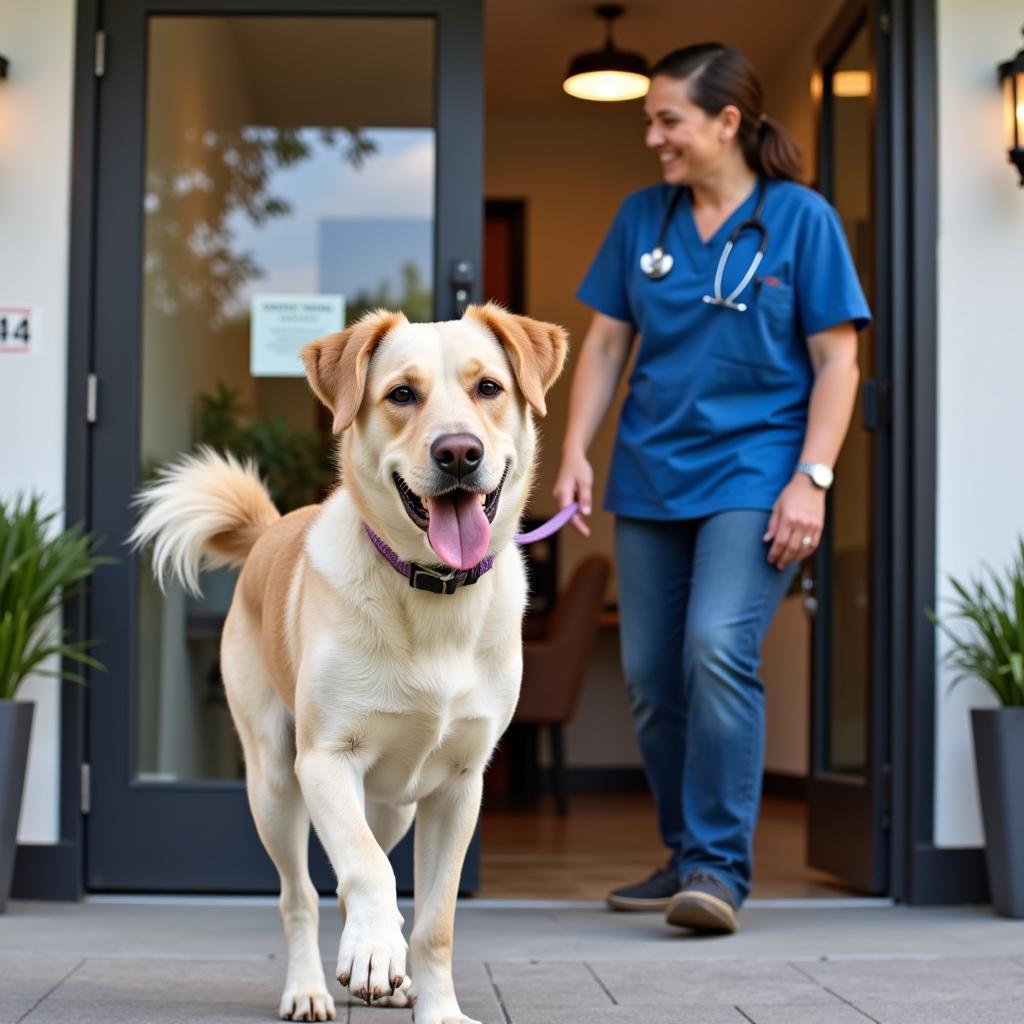 Happy Dog Leaving San Jose Animal Hospital in Coral Gables