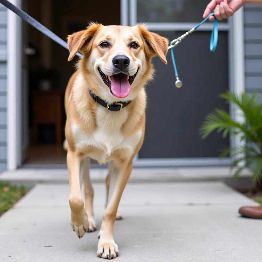 Happy Dog Leaving Shelton Veterinary Hospital