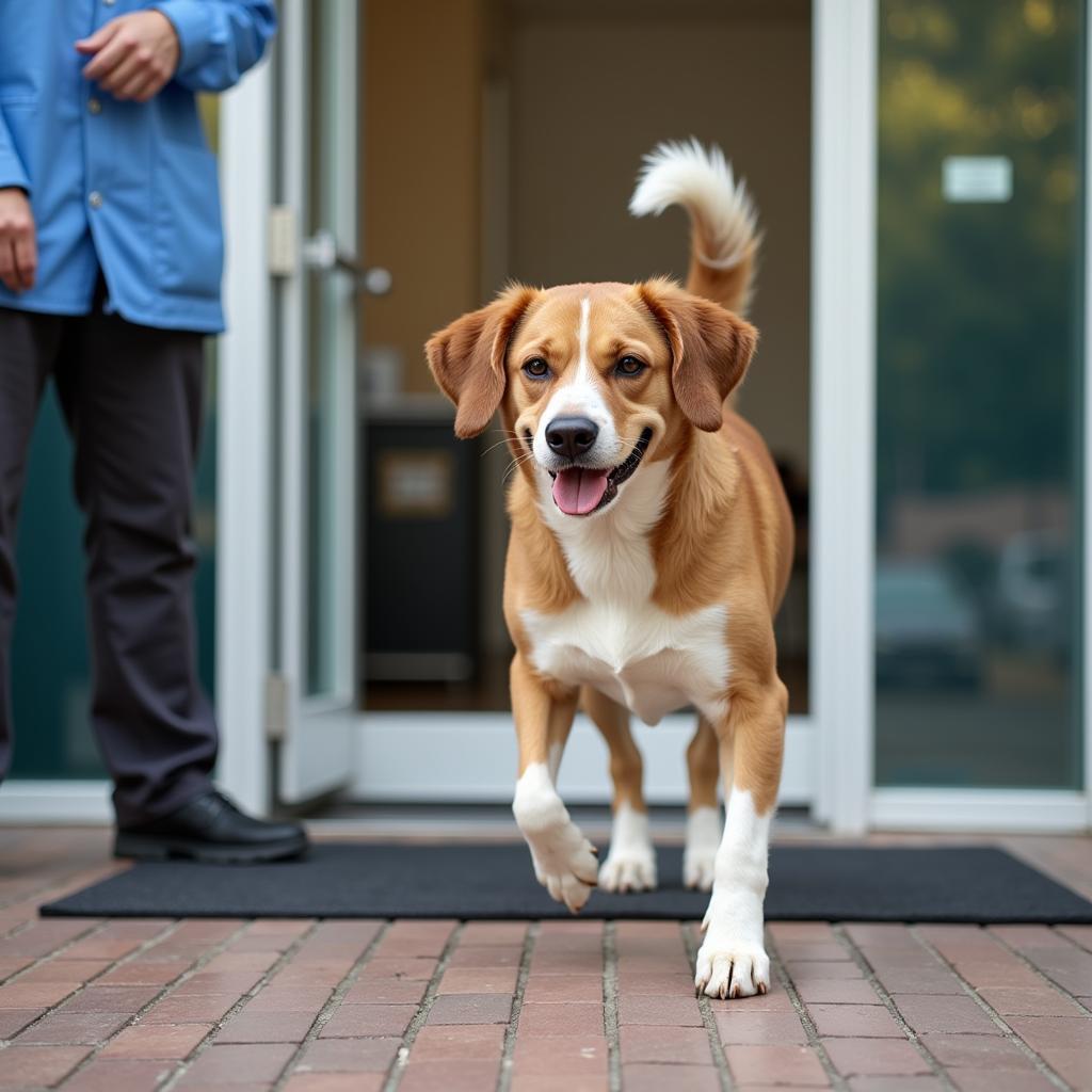 Happy Dog Leaving Tysons Animal Hospital