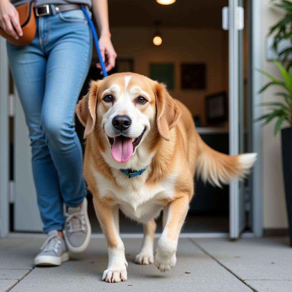 Happy Dog Leaving the Veterinary Clinic