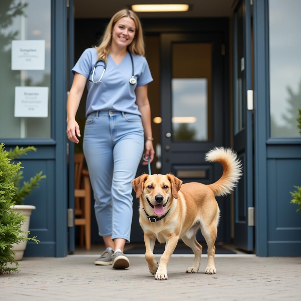 Happy Dog Leaving the Veterinary Clinic