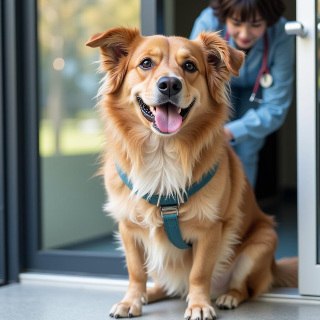 Happy Dog Leaving Veterinary Hospital