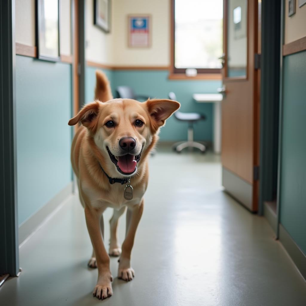 Happy and healthy dog after a check-up at the vet