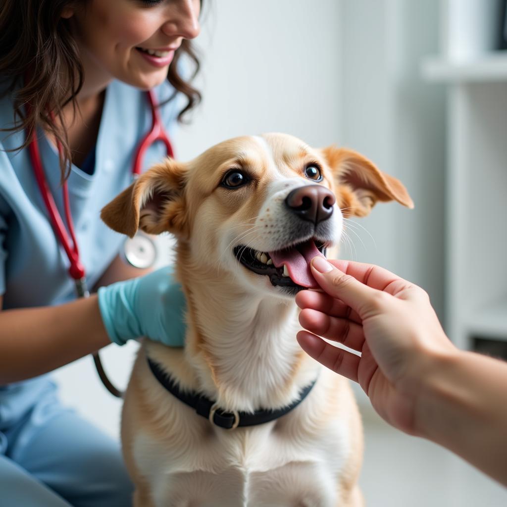 Happy Healthy Dog at Veterinary Clinic