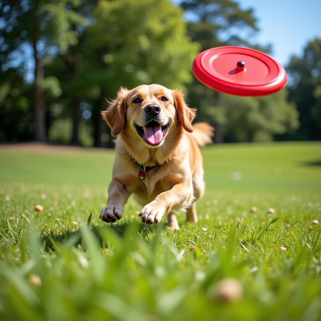 Happy and Healthy Dog Playing in the Park